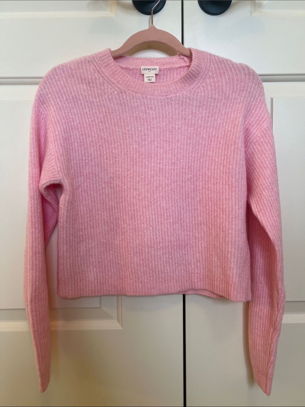 Girls Crewcuts Pink Ribbed Crewneck Sweater